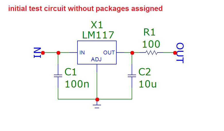 A simple example schematics with an lm117